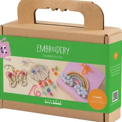 Mini DIY Kit Broderi | Sommerfugl, musling, regnbue, ass. farver | 1 pk.