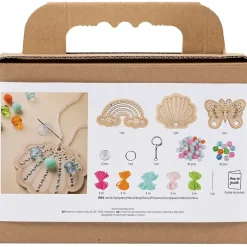 Mini DIY Kit Broderi | Sommerfugl, musling, regnbue, ass. farver | 1 pk.