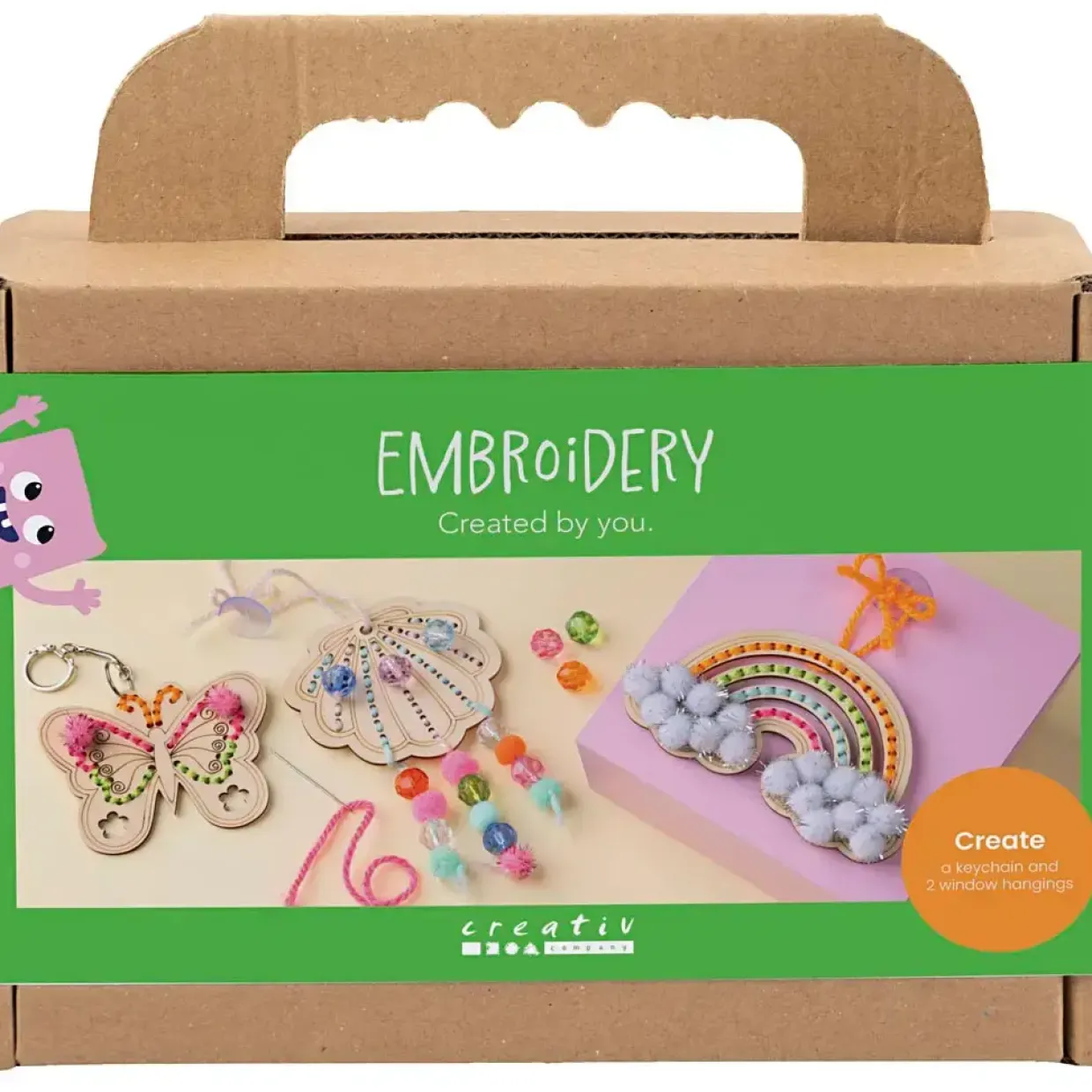 Mini DIY Kit Broderi | Sommerfugl, musling, regnbue, ass. farver | 1 pk.