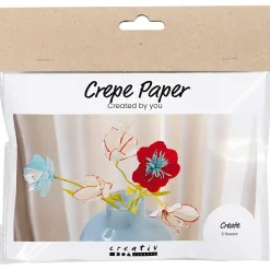 Mini DIY Kit Crepepapir, Crepeblomster, pastelfarver - 1 pk