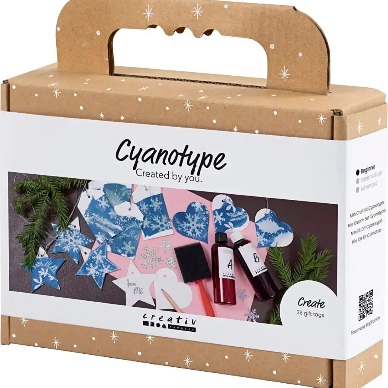 Mini DIY Kit Cyanotypi, Gavemærker, blå, sølv, 1 pk.