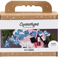 Mini DIY Kit Cyanotypi, Gavemærker, blå, sølv, 1 pk.