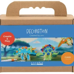 Mini DIY Kit Dekoration | Dinosaur, rød, blå, grøn, orange | 1 pk.