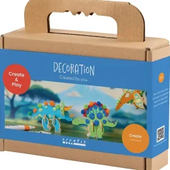 Mini DIY Kit Dekoration | Dinosaur, rød, blå, grøn, orange | 1 pk.