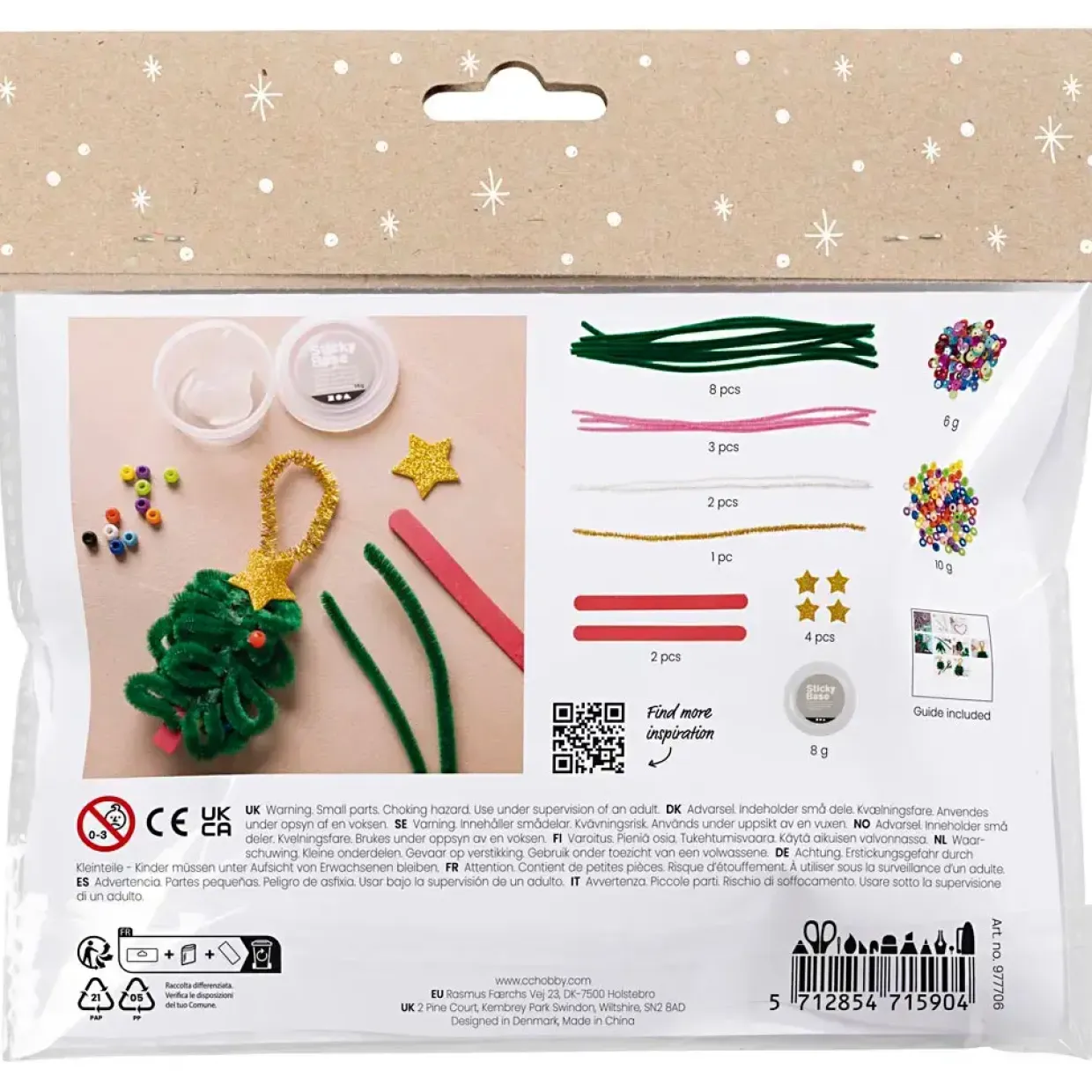 Mini DIY Kit Dekoration, Hjerter og juletræer