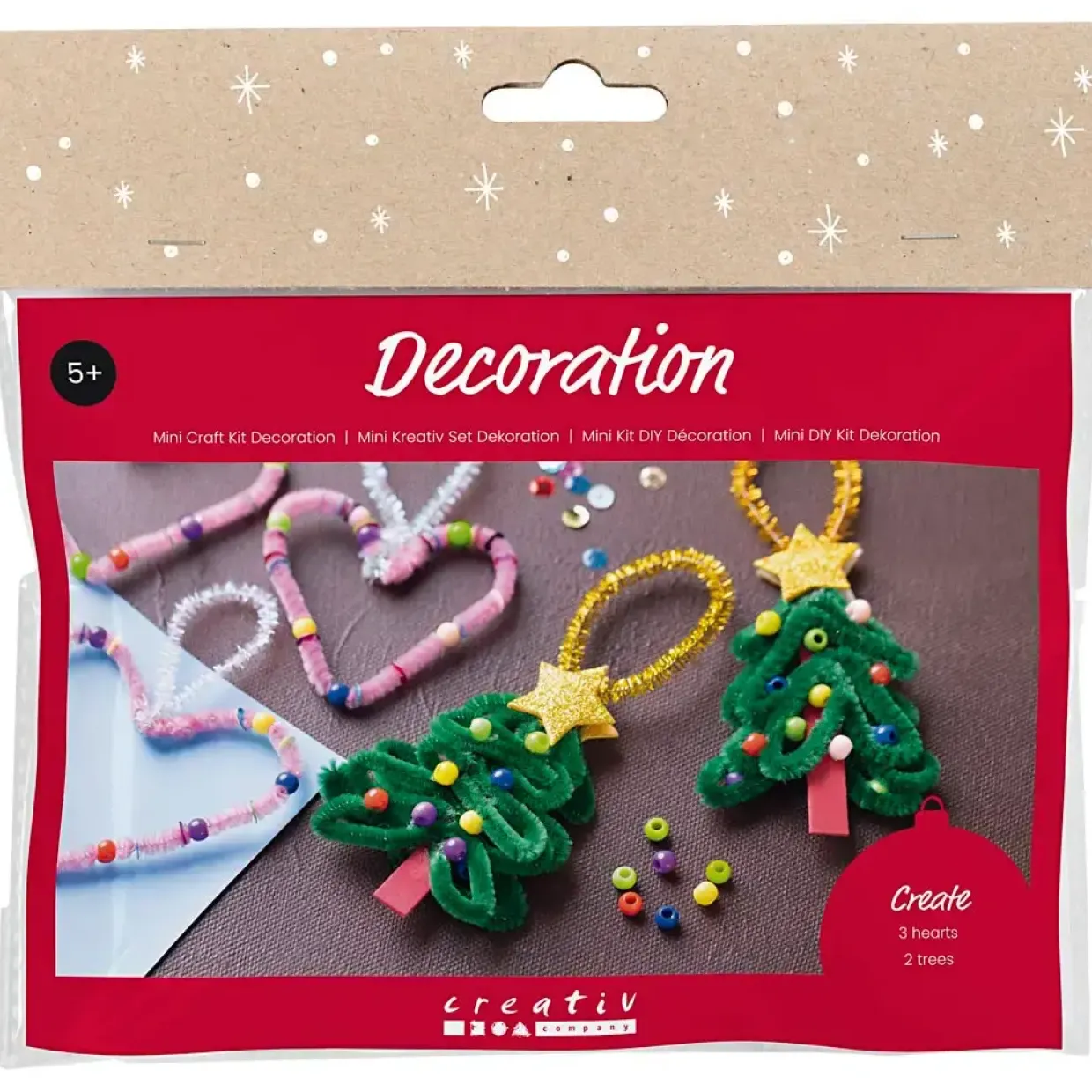 Mini DIY Kit Dekoration, Hjerter og juletræer