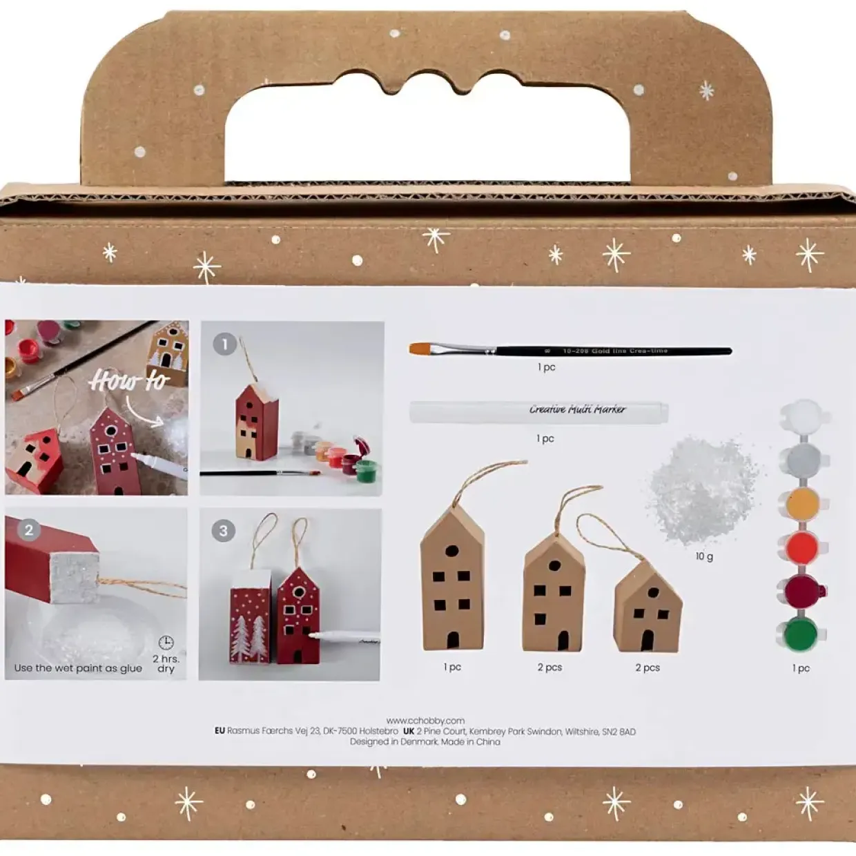 Mini DIY Kit Dekoration | Huse, julefarver | 1 pk.