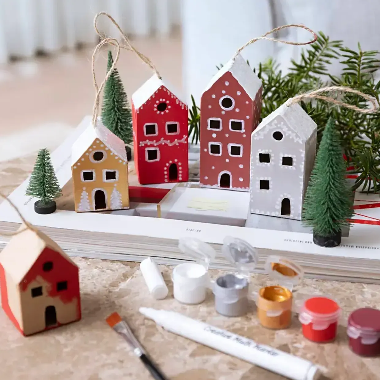 Mini DIY Kit Dekoration | Huse, julefarver | 1 pk.