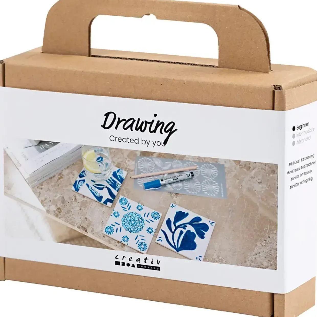 Mini DIY Kit Dekoration, Porcelæns coasters, blå - 1 pk