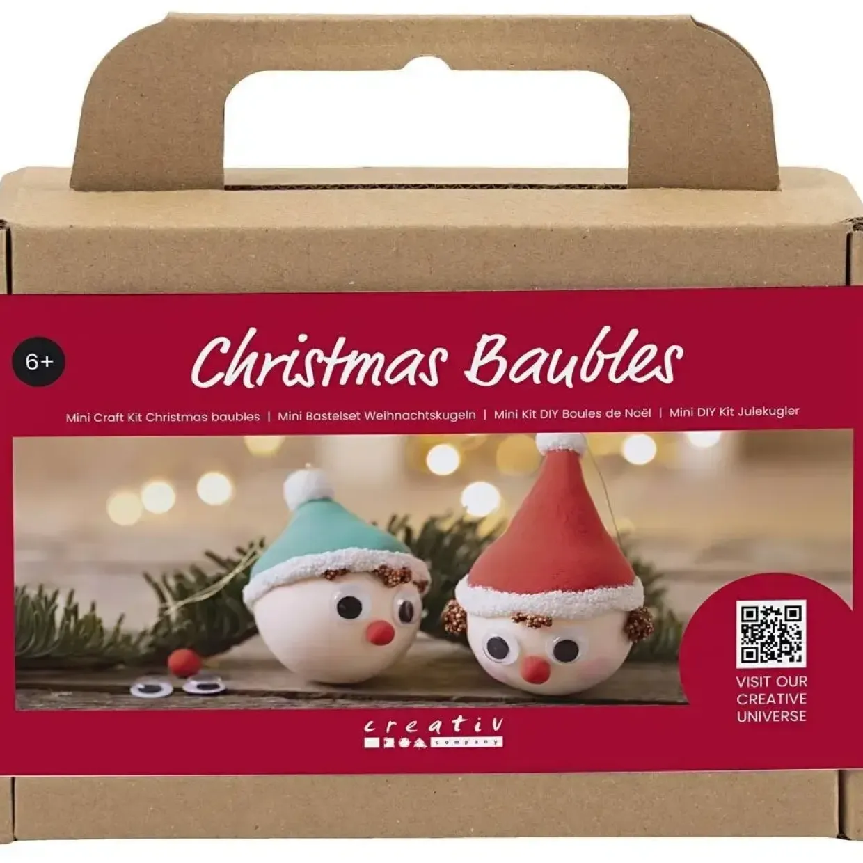 Mini DIY Kit Julekugler, Rød og grøn nisse