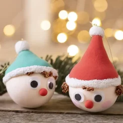 Mini DIY Kit Julekugler, Rød og grøn nisse