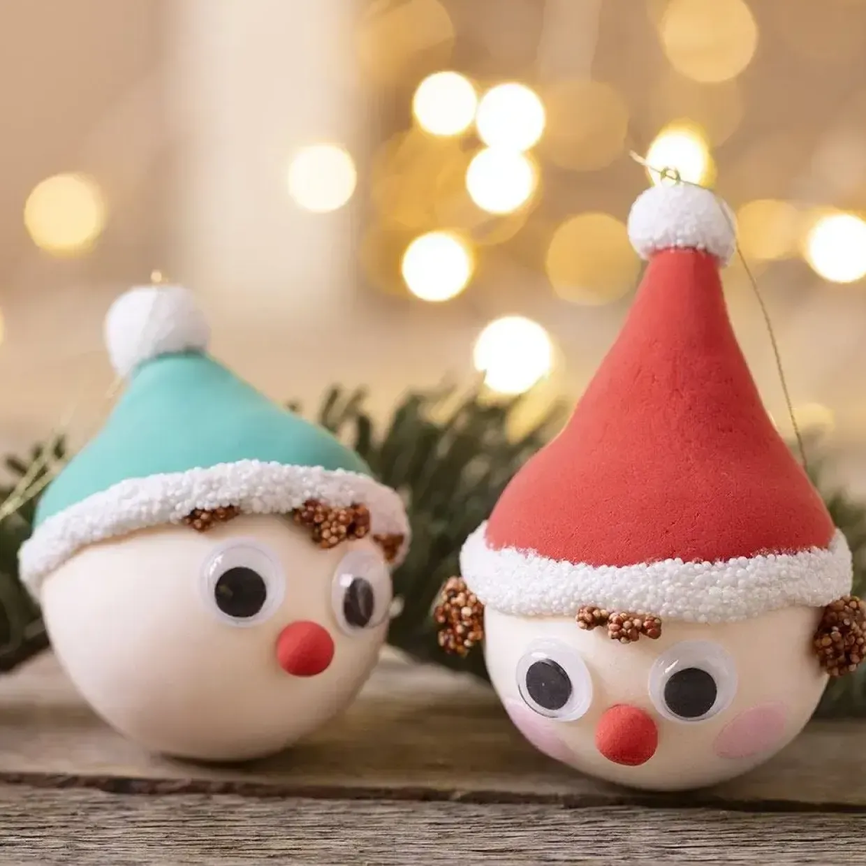 Mini DIY Kit Julekugler, Rød og grøn nisse