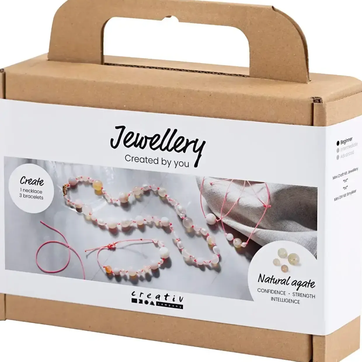 Mini DIY Kit Smykker, Halskæde og armbånd m. perler, pink - 1 pk