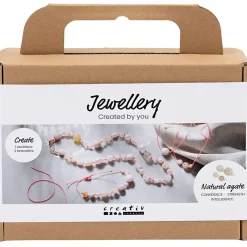 Mini DIY Kit Smykker, Halskæde og armbånd m. perler, pink - 1 pk
