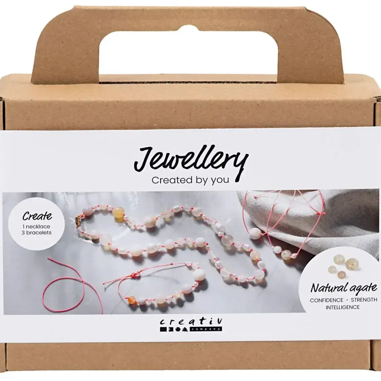 Mini DIY Kit Smykker, Halskæde og armbånd m. perler, pink - 1 pk