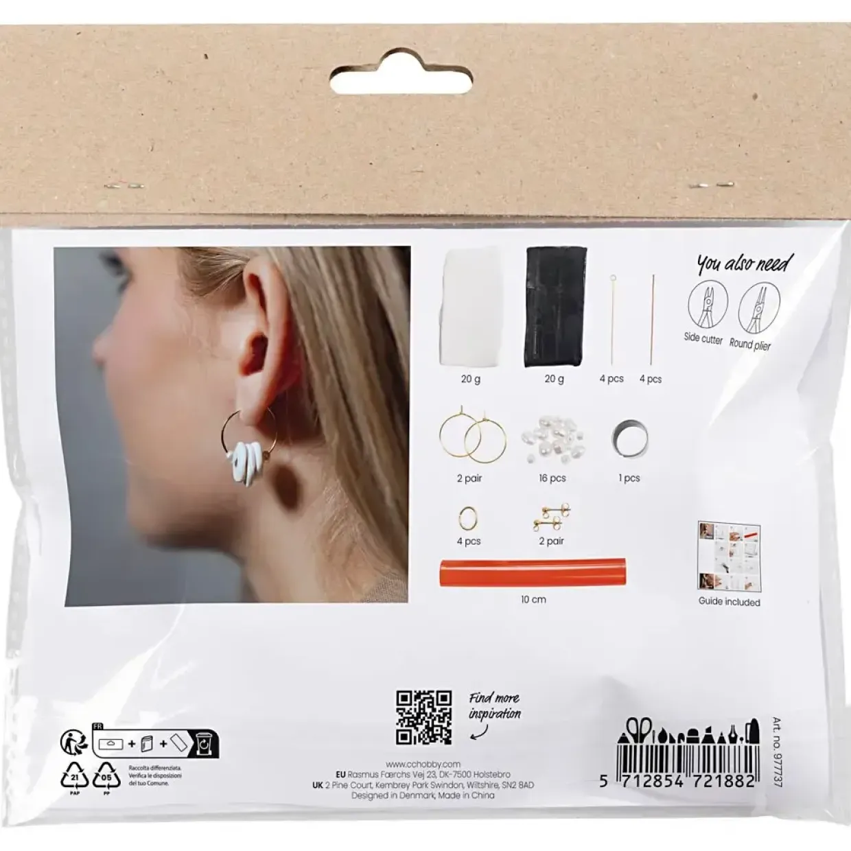 Mini DIY Kit Smykker, Øreringe, sort, hvid