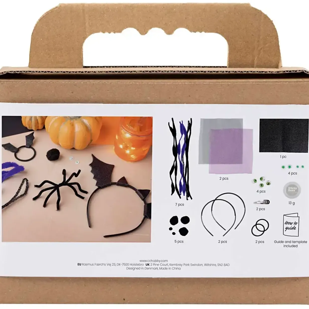 Mini DIY Kit Spooky Udklædning, Hårbøjler, hårspænder og hårelastikker, black, lilac, purple, 1 pk.