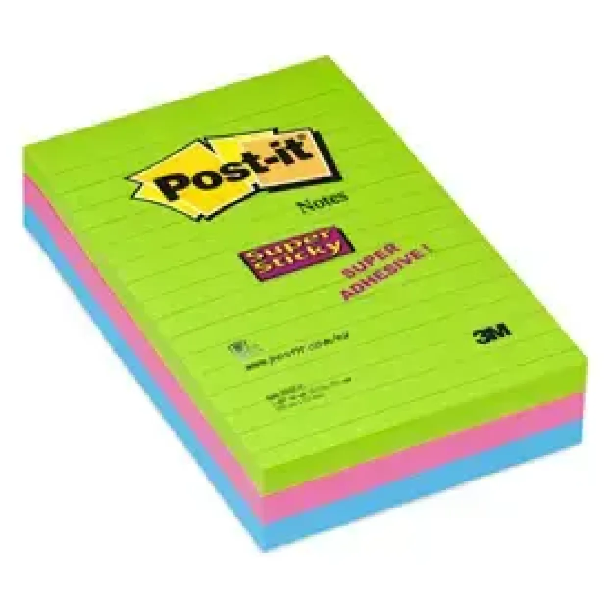 3M Post-it 6603SSUC Super Sticky Notes 102x152 Ruled coloured