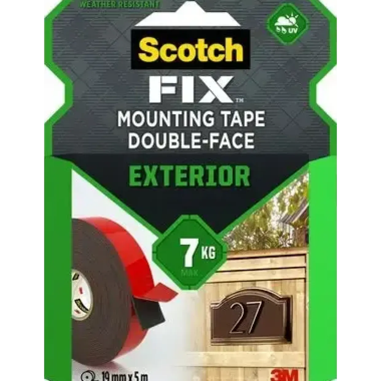 3M Tape - Scotch-Fix mont. tape 19mm x 5m udendørs