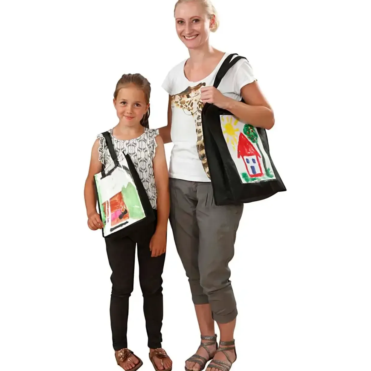 Mulepose med plastfront - Sort 42 x 34 x 12 cm - 1 stk
