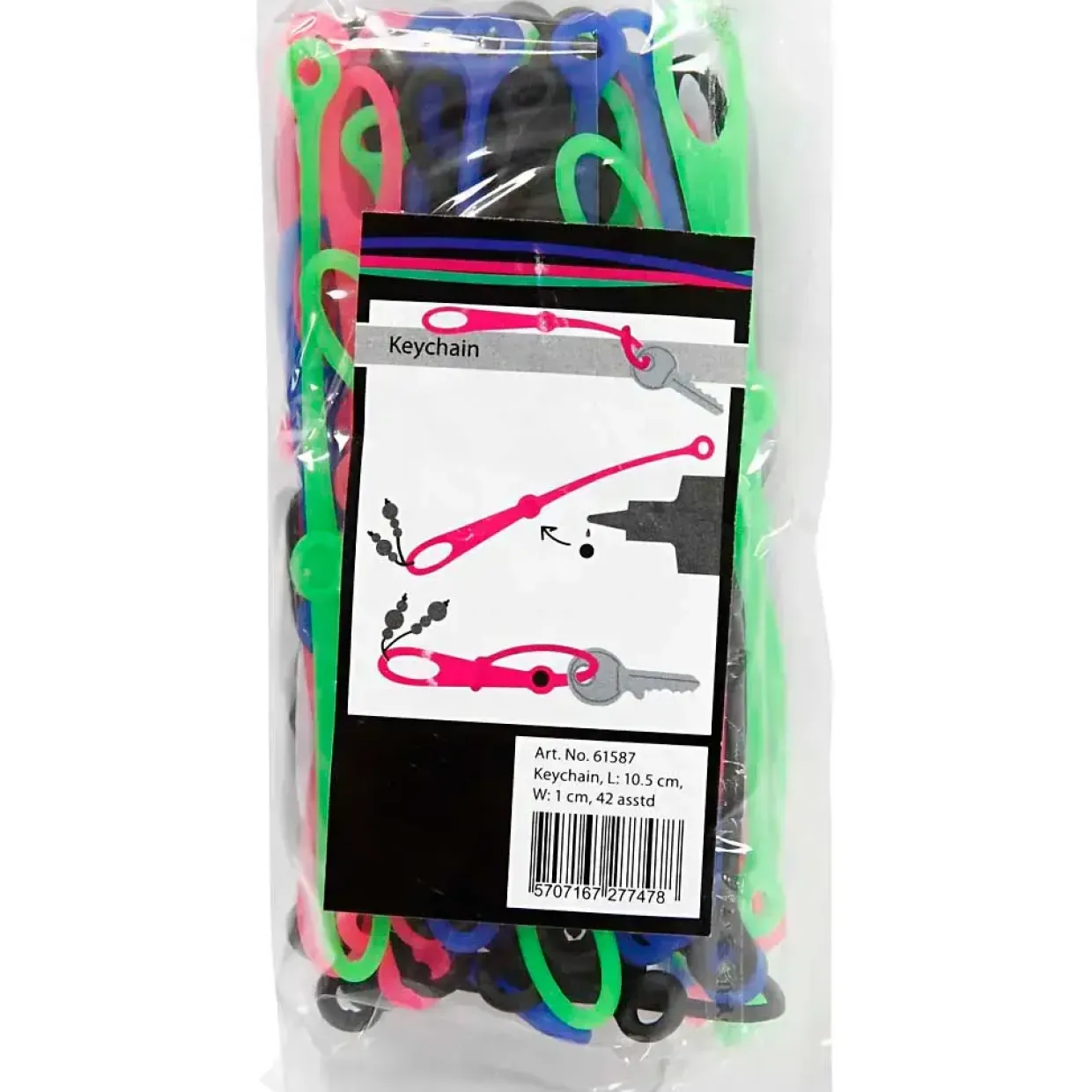 Nøglevedhæng plast L: 10,5 cm - 42 ass.