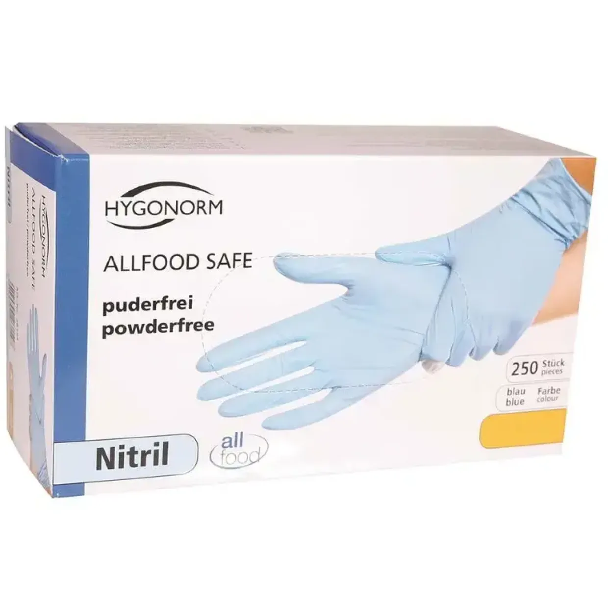 Nitrilhandske Allfood Safe XL blå pudderfri 26104 250stk/pak - 10 stk