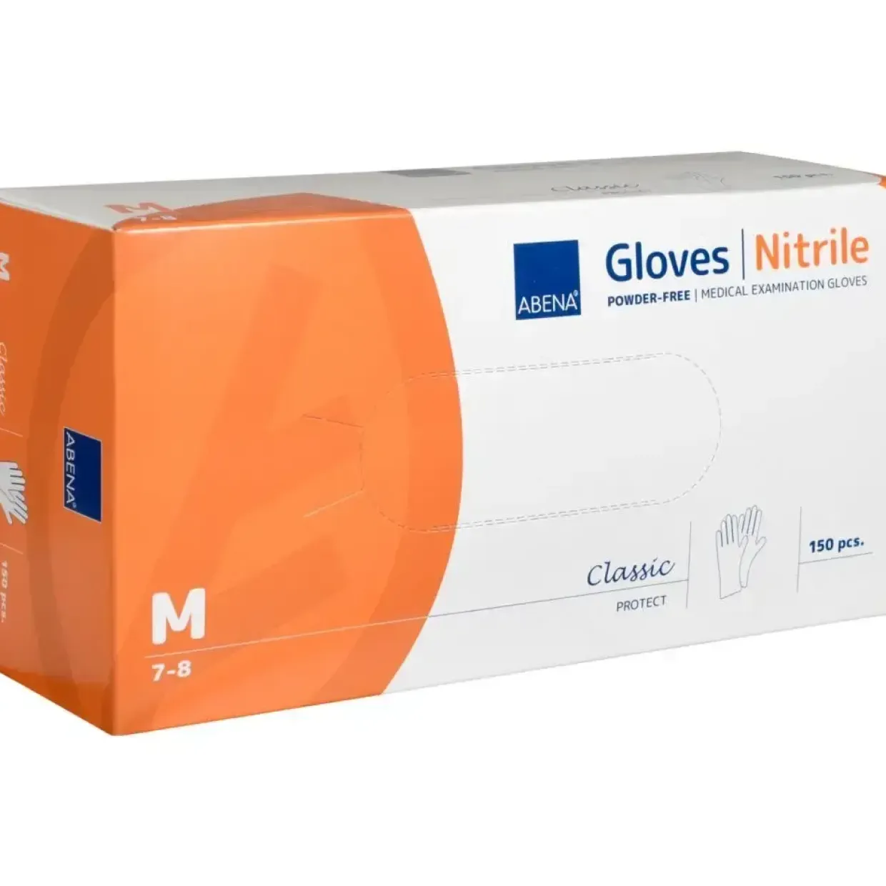Nitrilhandsker Abena Classic M hvid pudderfri New - 150 stk