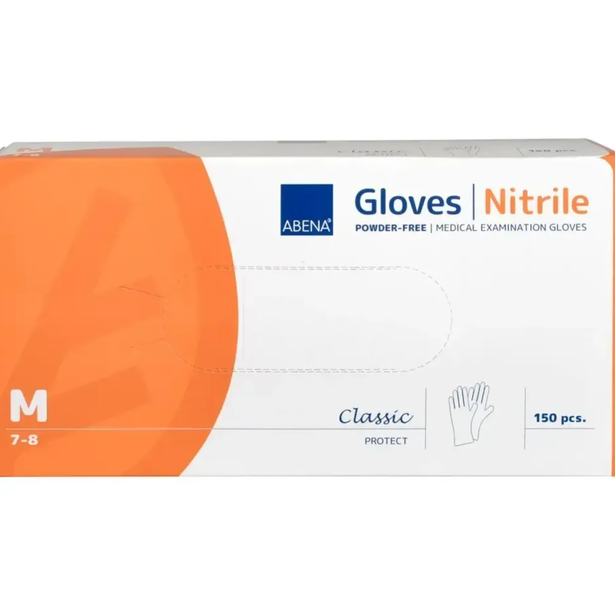 Nitrilhandsker Abena Classic M hvid pudderfri New - 150 stk