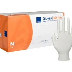 Nitrilhandsker Abena Classic M hvid pudderfri New - 150 stk