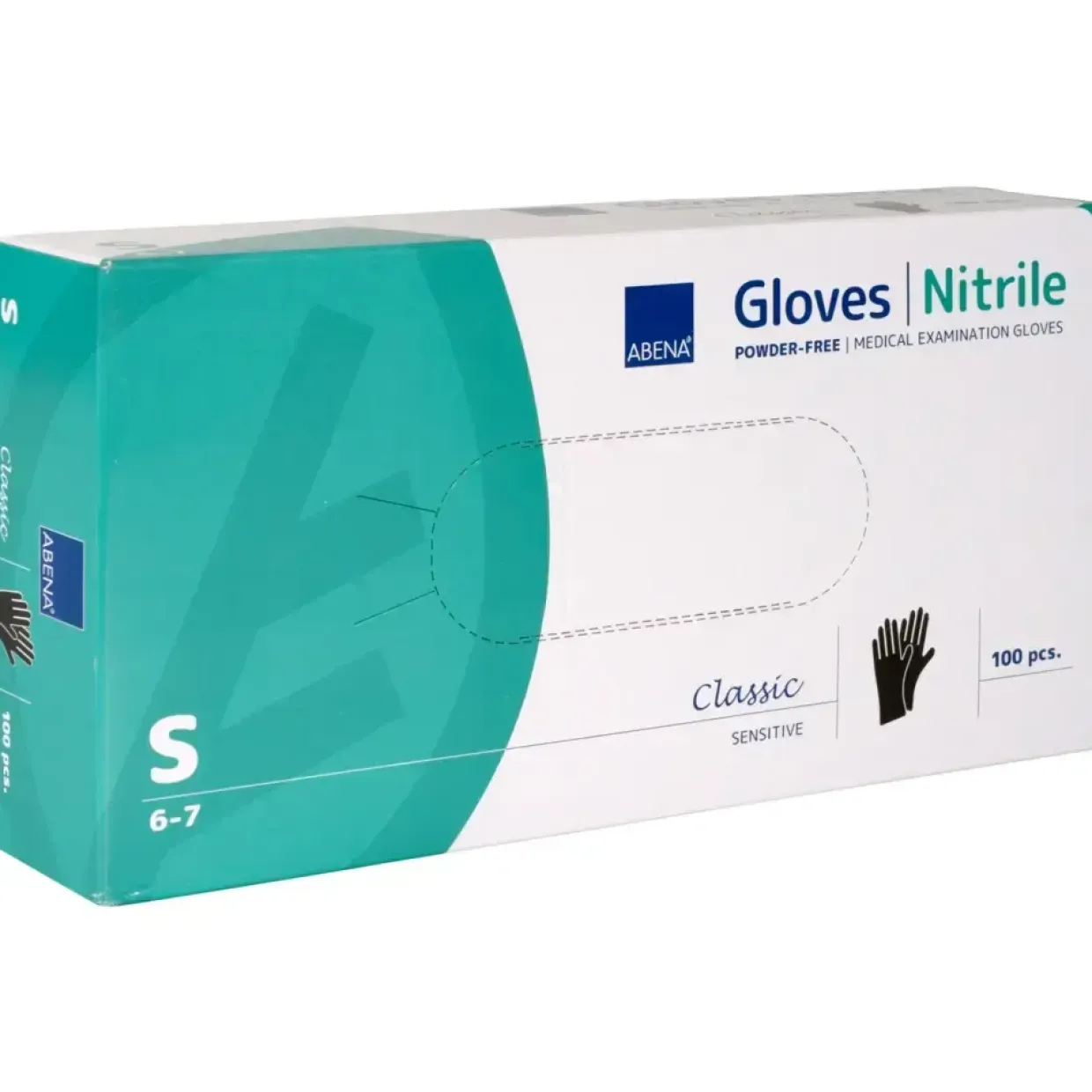 Nitrilhandsker Abena Classic Sensitive, S, Sort - 100 stk