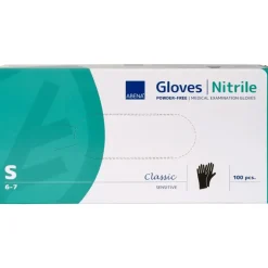 Nitrilhandsker Abena Classic Sensitive, S, Sort - 100 stk