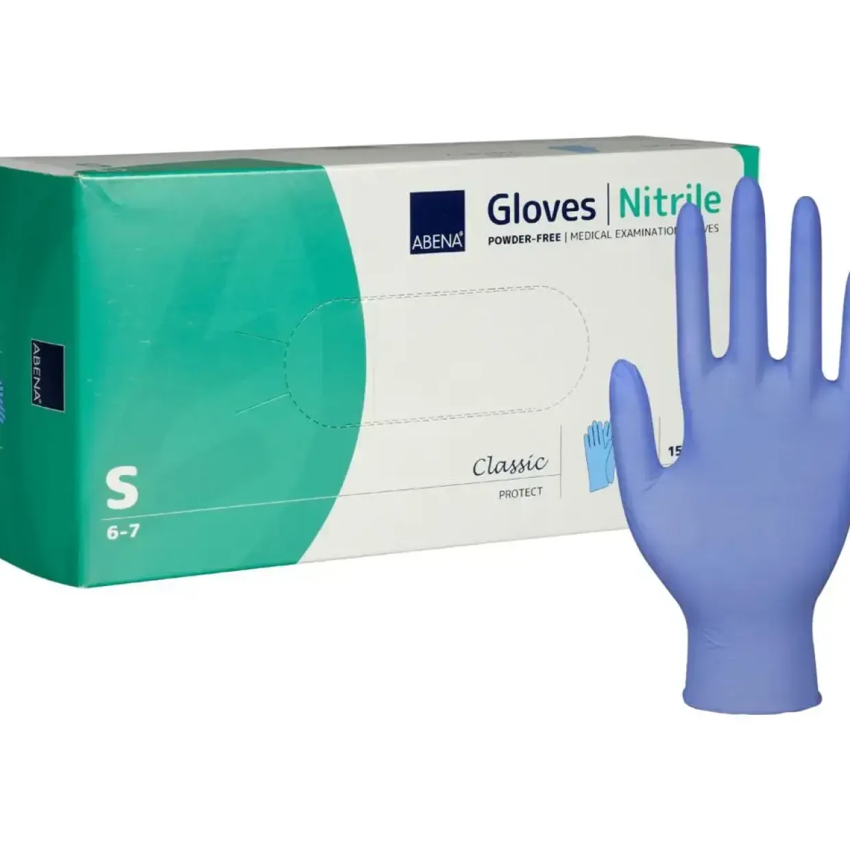 Nitrilhandsker Abena Classic Protect S blå pudderfri - 150 stk