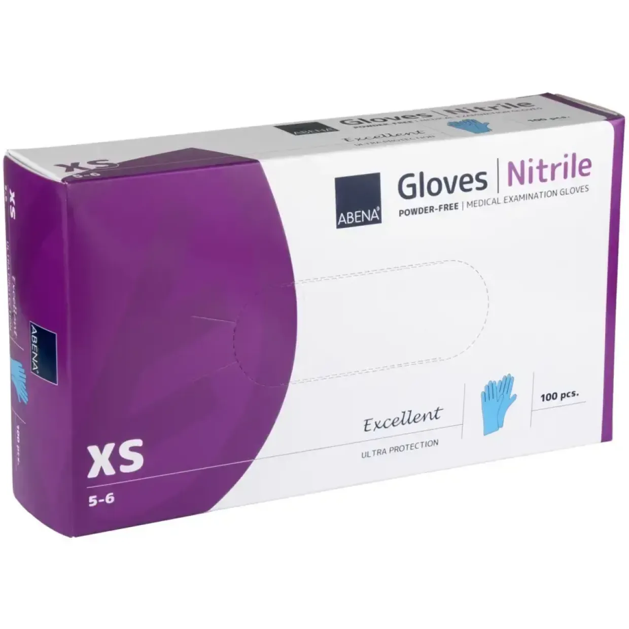 Nitrilhandsker blå Abena Excellent XS pudderfri - 100 stk