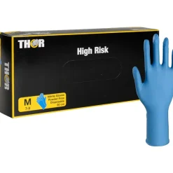 Nitrilhandsker, THOR High Risk, M, blå, nitril, pudderfri - 500 stk