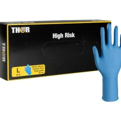 Nitrilhandsker, THOR High Risk, L, blå, nitril, pudderfri - 500 stk