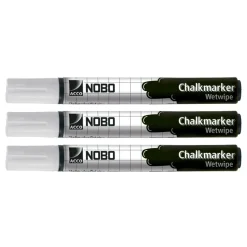 Nobo WB Marker Charlkmarker til glastavle rund hvid - 3 stk