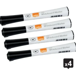 Nobo WB Marker Glide fin rund 1mm sort - 4 stk