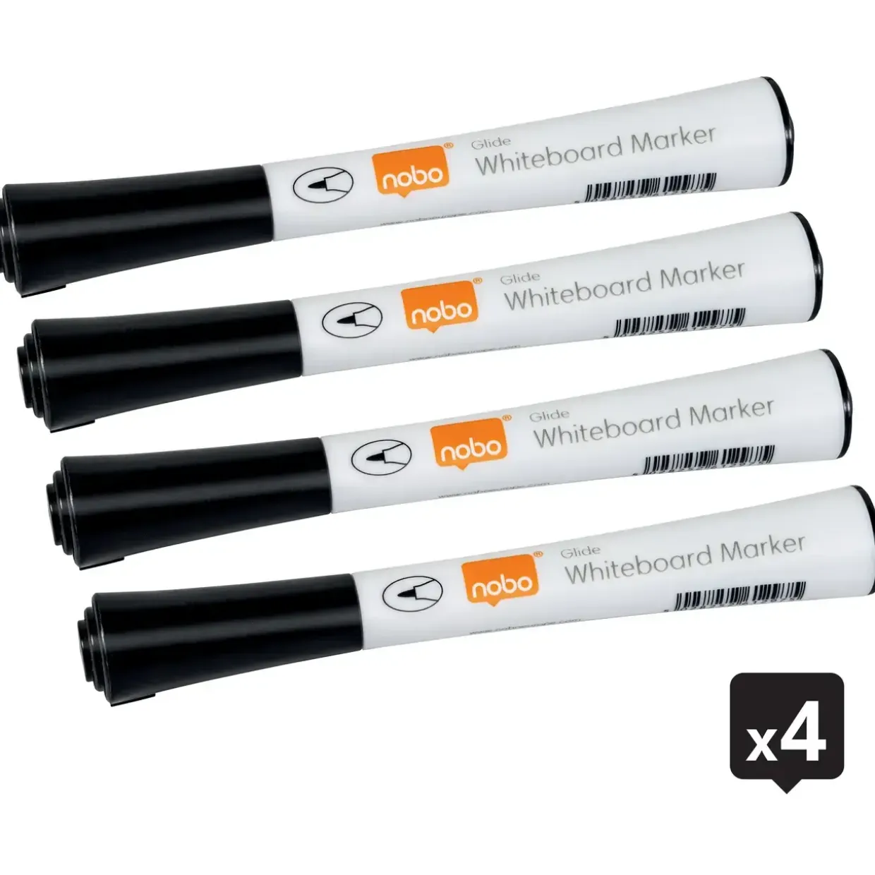 Nobo WB Marker Glide fin rund 1mm sort - 4 stk