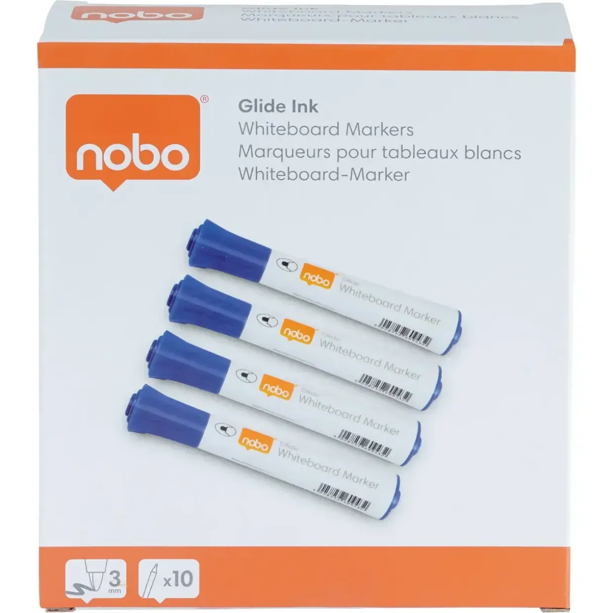 Nobo WB Marker Glide rund 2mm blå - 10 stk