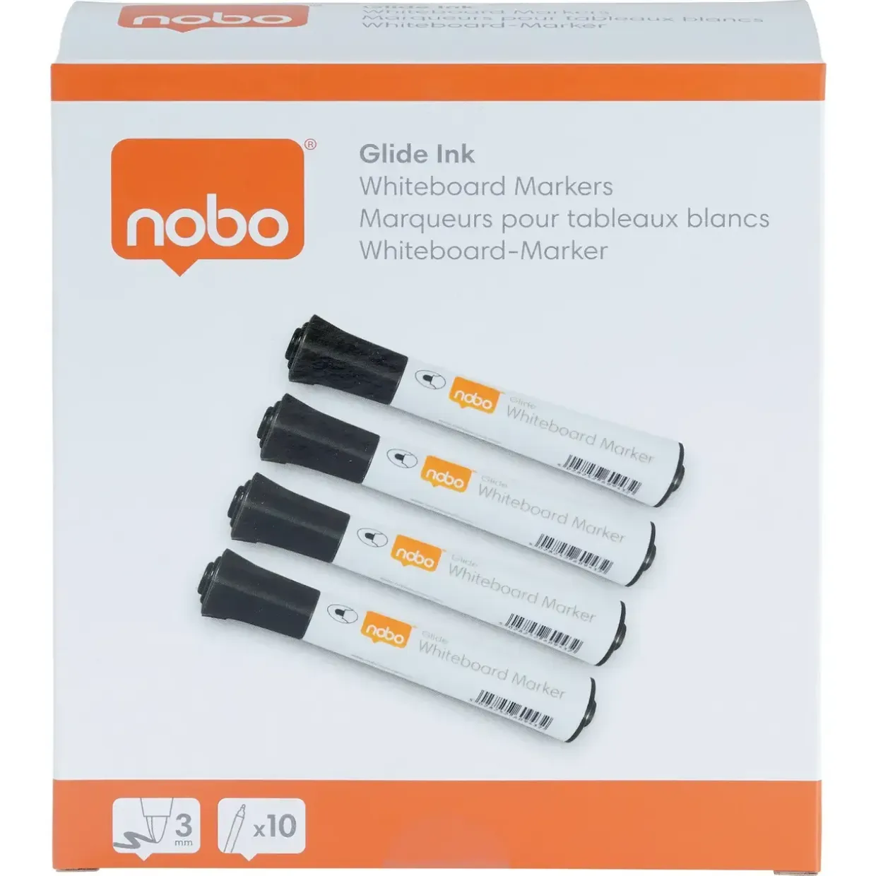 Nobo WB Marker Glide rund 2mm sort - 10 stk