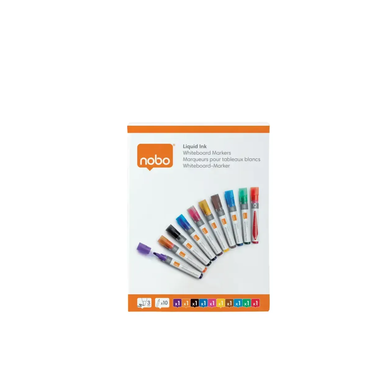 Nobo WB Marker LiquidInk rund 3mm ass - 10 stk