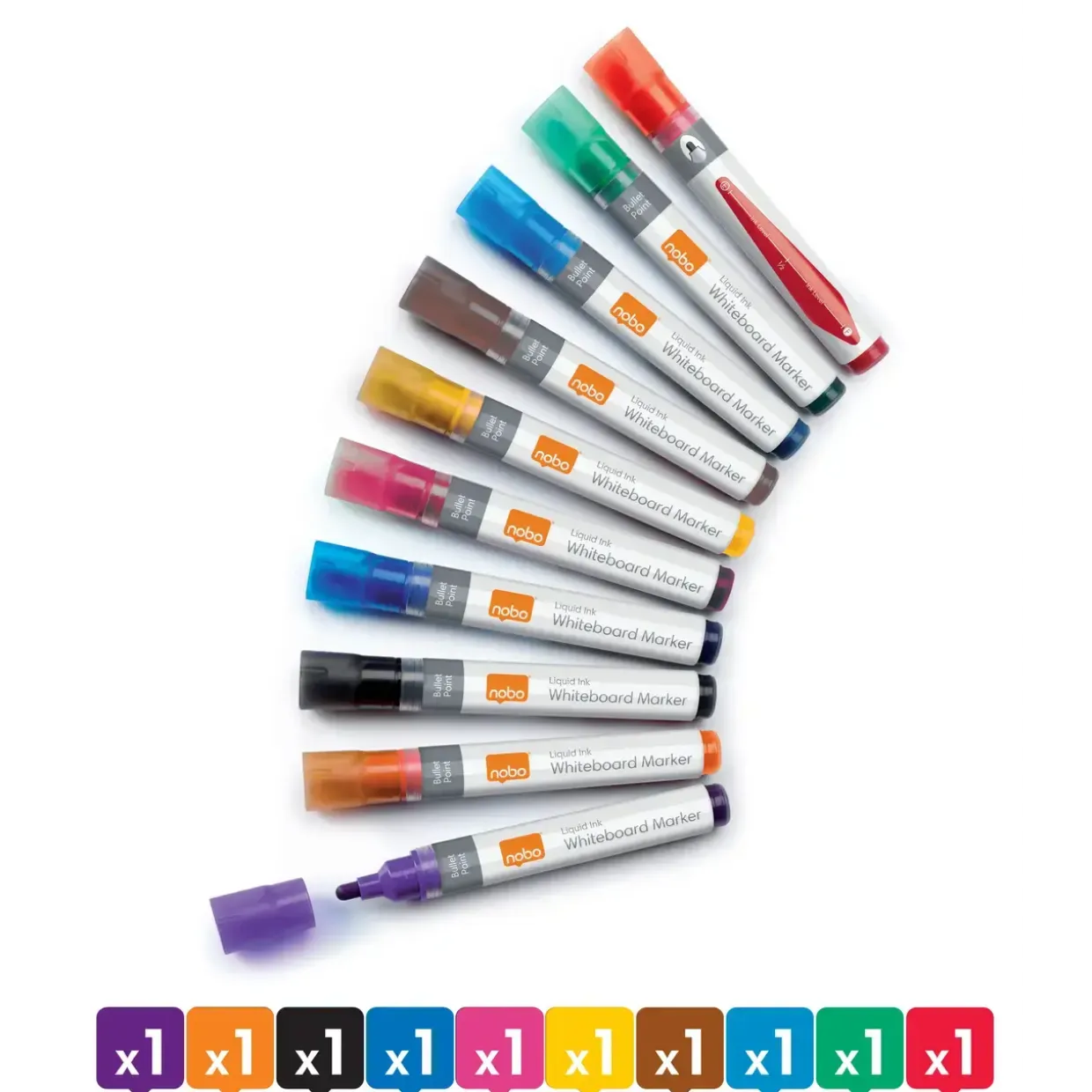 Nobo WB Marker LiquidInk rund 3mm ass - 10 stk