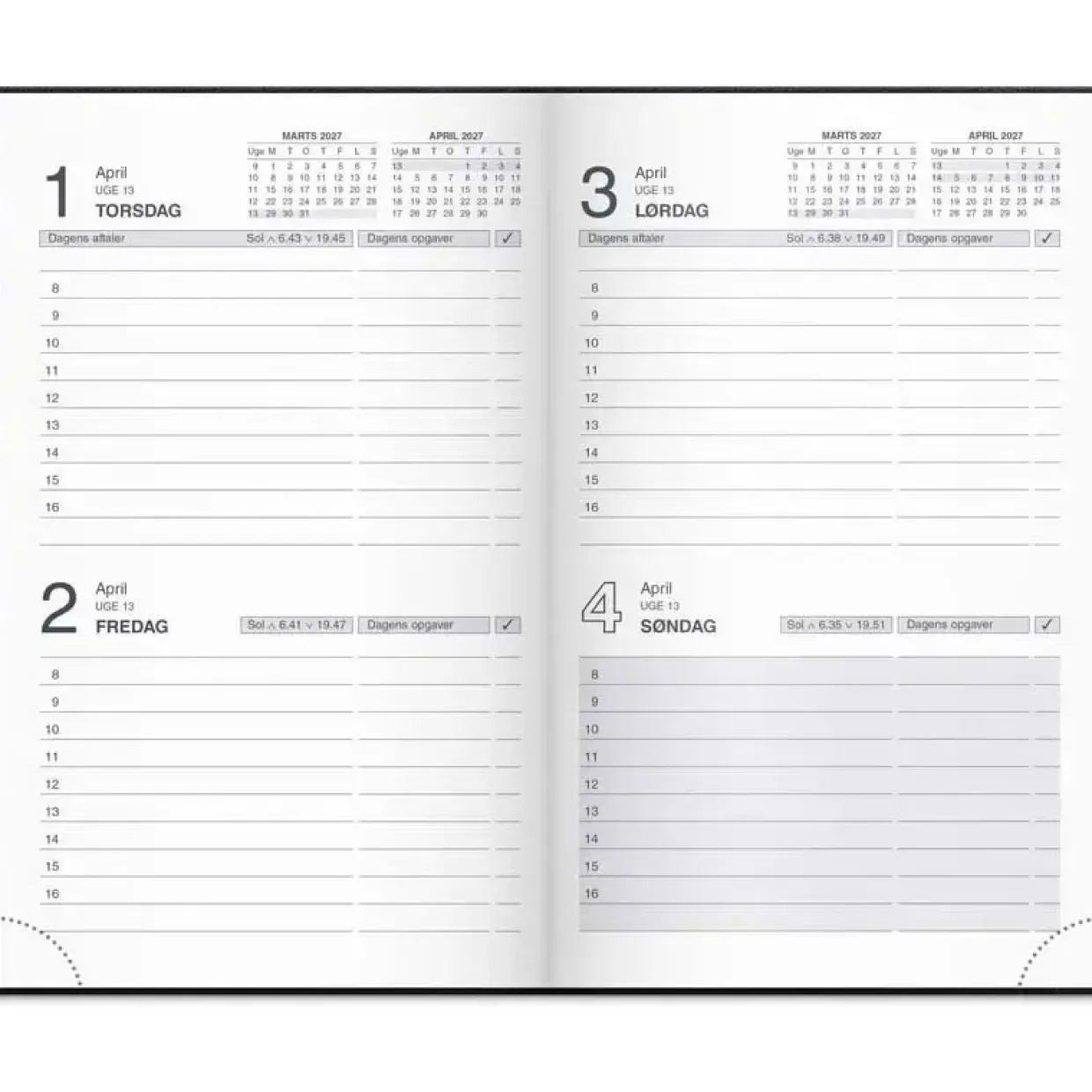 Noteringskalender 2 dage - 103x164mm - Kunstskind - Sort - 2027 - Mayland - 27180000