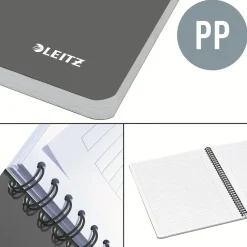 Notesblok Leitz Office PP A5 lin. 80g/90ark grå