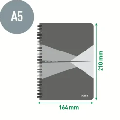 Notesblok Leitz Office PP A5 lin. 80g/90ark grå