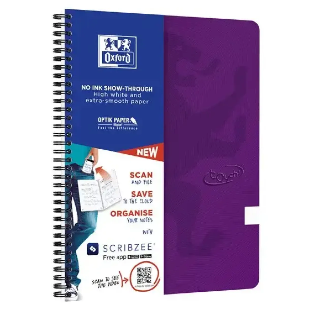 Notesbog A4 Oxford Touch blank 70 ark 90g Lilla