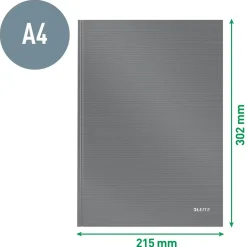 Notesbog - Leitz Solid - A4 - Hardcover - 80g - 160 sider / 80 ark - Sort - Køb minimum 6 stk.