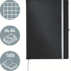 Notesbog Leitz Style hardcover A4 kvad. 100g/80ark sort