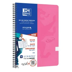 Notesbog Oxford TOUCH A4+ pink kvadreret 90g - 5 stk