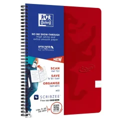 Notesbog Oxford TOUCH A4+ rød linieret 90g - 5 stk